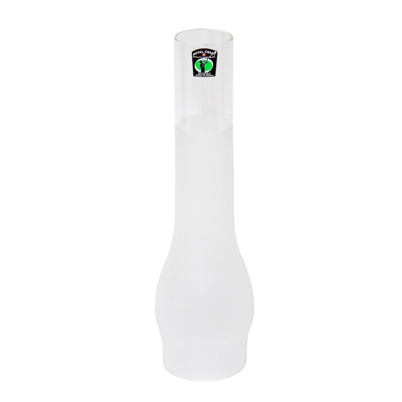 Frosted glass oil lamp chimney with 2-7/8 inch base, featuring a gently bulged design, ideal for enhancing lamp performance in Lamps & Lighting, Parts and Accessories, and Chimneys and Globes collections.