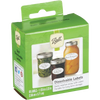 Green and white box of dissolvable labels featuring jars of preserved foods like green beans and peaches, suitable for Kitchen & Food, Food Preservation, Canning Accessories, USA Made, and Best Sellers collections.
