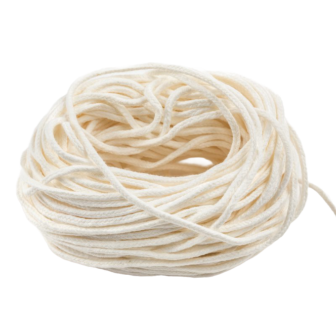 Natural cotton square braided candle wick coil, flexible and durable, ideal for lamps and lighting, candles and candlemaking, candlemaking supplies, and best sellers collections.