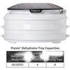 Stack of white plastic add-on drying trays with black lid for expanding food dehydrator capacity, featured in Kitchen & Food, Food Preservation, Drying, and Best Sellers collections.