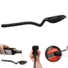 Black flexible silicone scraping spoon with an angled handle for scooping, measuring, stirring, and serving, shown in Kitchen & Food, Food Prep, Measuring, and Cooking Helpers collections.
