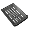 Black metal height adjustable grate with vented slots, designed to fit a cookstove firebox, featured in Stoves, Cookstoves, Hearth Accessories, Best Sellers, and Promo Eligible collections.