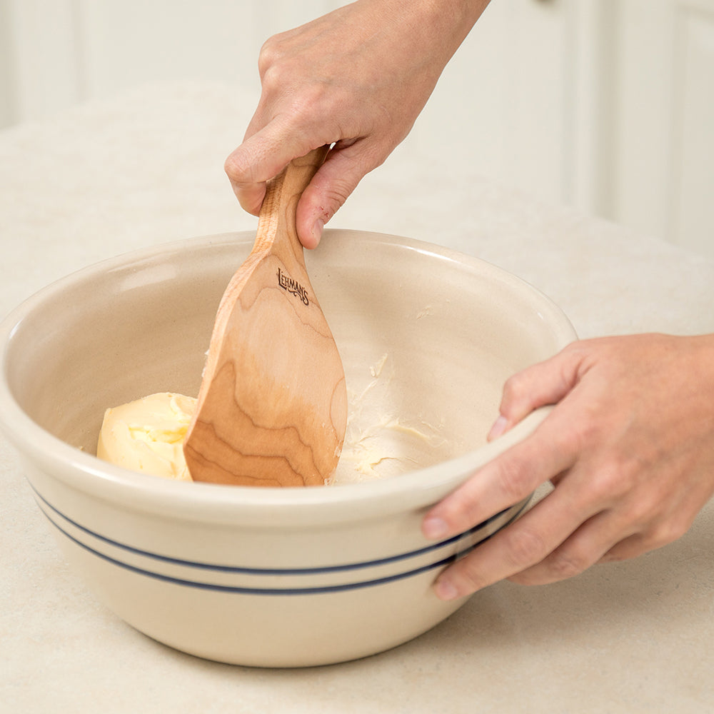 Handcrafted American hard maple paddle with a curved, extra-wide design for comfortably removing buttermilk and clumps from homemade butter in Kitchen & Food and Specialty Equipment collections.