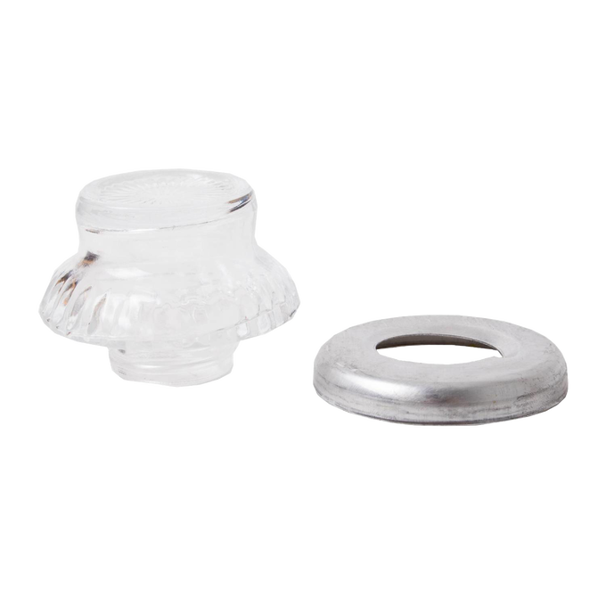 Two sizes of clear glass percolator tops with one metal washer ring, designed for brewing coffee and tea, featured in Kitchen & Food and Best Sellers collections.