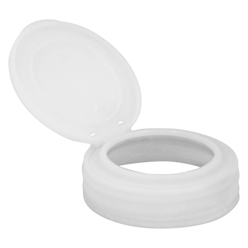 Handcrafted white flip top lid designed for regular mouth jars, made in USA, ideal for Kitchen Gadgets, Household Helpers, Storage and Serving, Home & Decor, and Best Sellers collections.