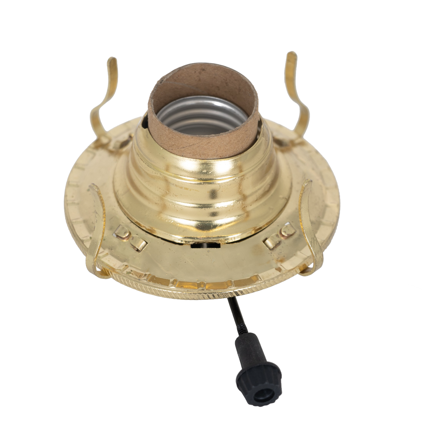Handcrafted brass plated electrified burner with removable screw-on collar and a threaded 1-3/16" base, designed for lamps and electric conversions in Lamps & Lighting and Parts and Accessories collections.