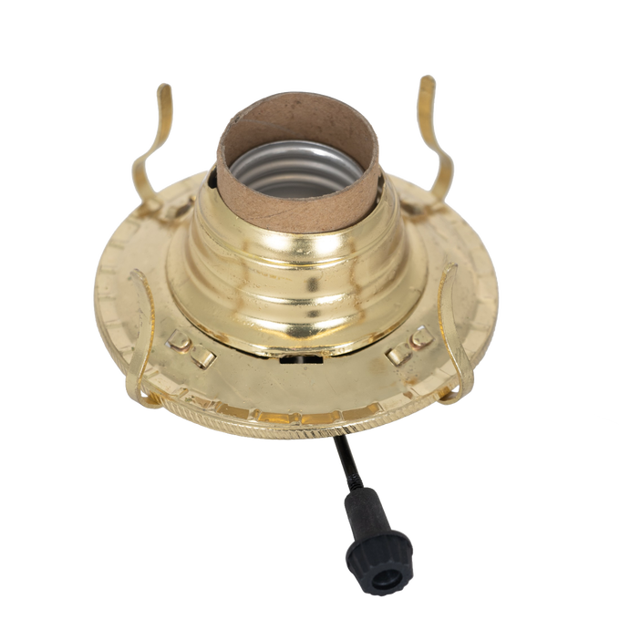 Handcrafted brass plated electrified burner with removable screw-on collar and a threaded 1-3/16" base, designed for lamps and electric conversions in Lamps & Lighting and Parts and Accessories collections.