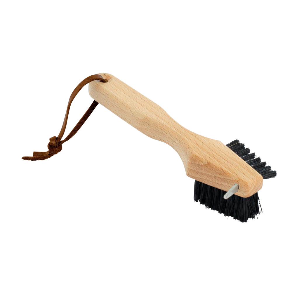 Handcrafted wooden brush with stiff bristles and metal scraper, designed for quick cleaning of shoe soles, perfect for Health & Wellness, Household Cleaning, and Best Sellers collections.
