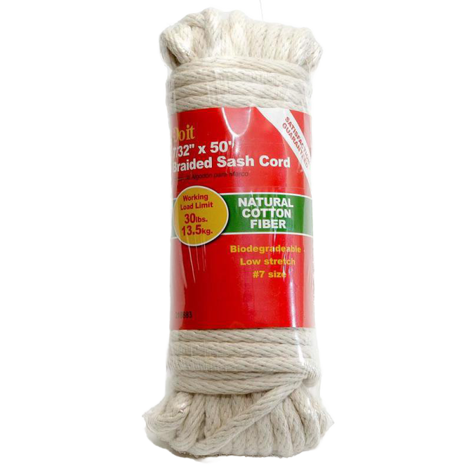 Pack of four natural cotton fiber braided sash cords with low stretch and 30 lb load limit, ideal for outdoor clothesline and drying accessories in home and laundry supplies collections.