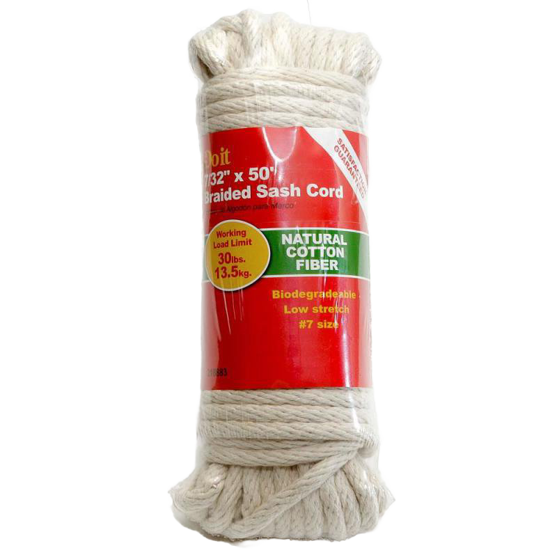 Pack of four natural cotton fiber braided sash cords with low stretch and 30 lb load limit, ideal for outdoor clothesline and drying accessories in home and laundry supplies collections.