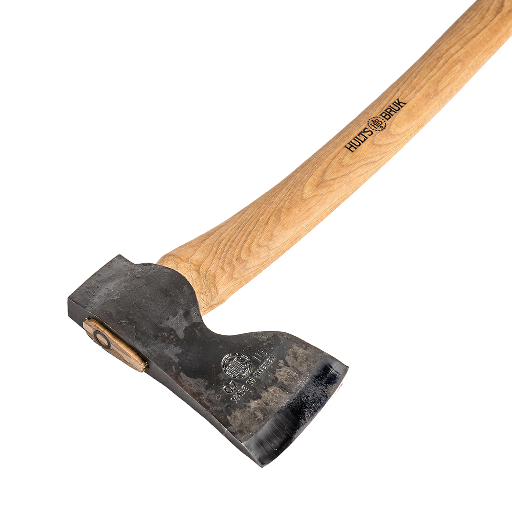 Hand-forged Swedish steel axe with a curved American hickory handle, featuring a durable single bit head, perfect for Farm, Garden & Tool, Wood Cutting and Hauling, and Best Sellers collections.