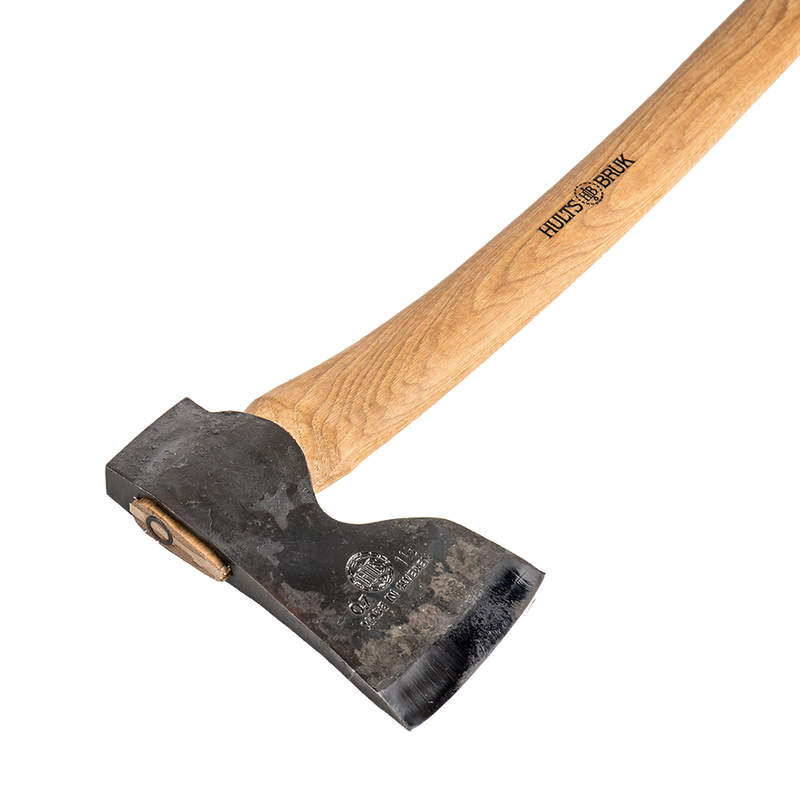 Hand-forged Swedish steel axe with a curved American hickory handle, featuring a durable single bit head, perfect for Farm, Garden & Tool, Wood Cutting and Hauling, and Best Sellers collections.