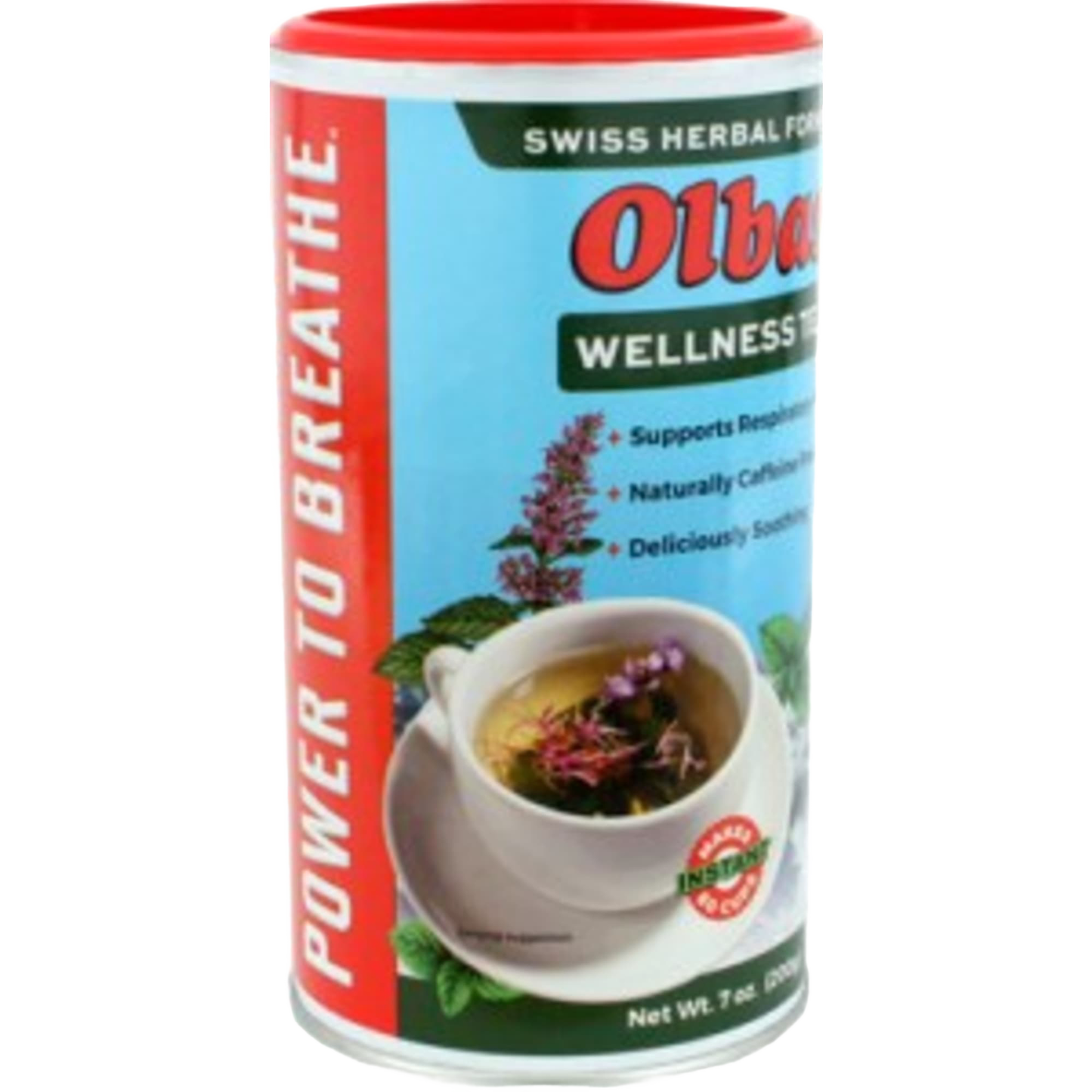 Container of Olbas Wellness Herbal Tea in bright blue and red packaging, featuring an image of a steaming cup with herbs, highlighting natural respiratory support in Kitchen & Food, Brewing Coffee and Tea, Best Sellers, and Promo Eligible collections.