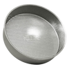 Round 9-inch aluminized steel cake pan with a unique fluted surface for even baking and nonstick performance, featured in Kitchen & Food and USA Made collections.