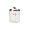 Clear borosilicate glass sourdough crock with stainless steel lid, featuring red measurement markings, designed for Kitchen & Food, Cookware, Baking Supplies, and Storage and Serving collections.