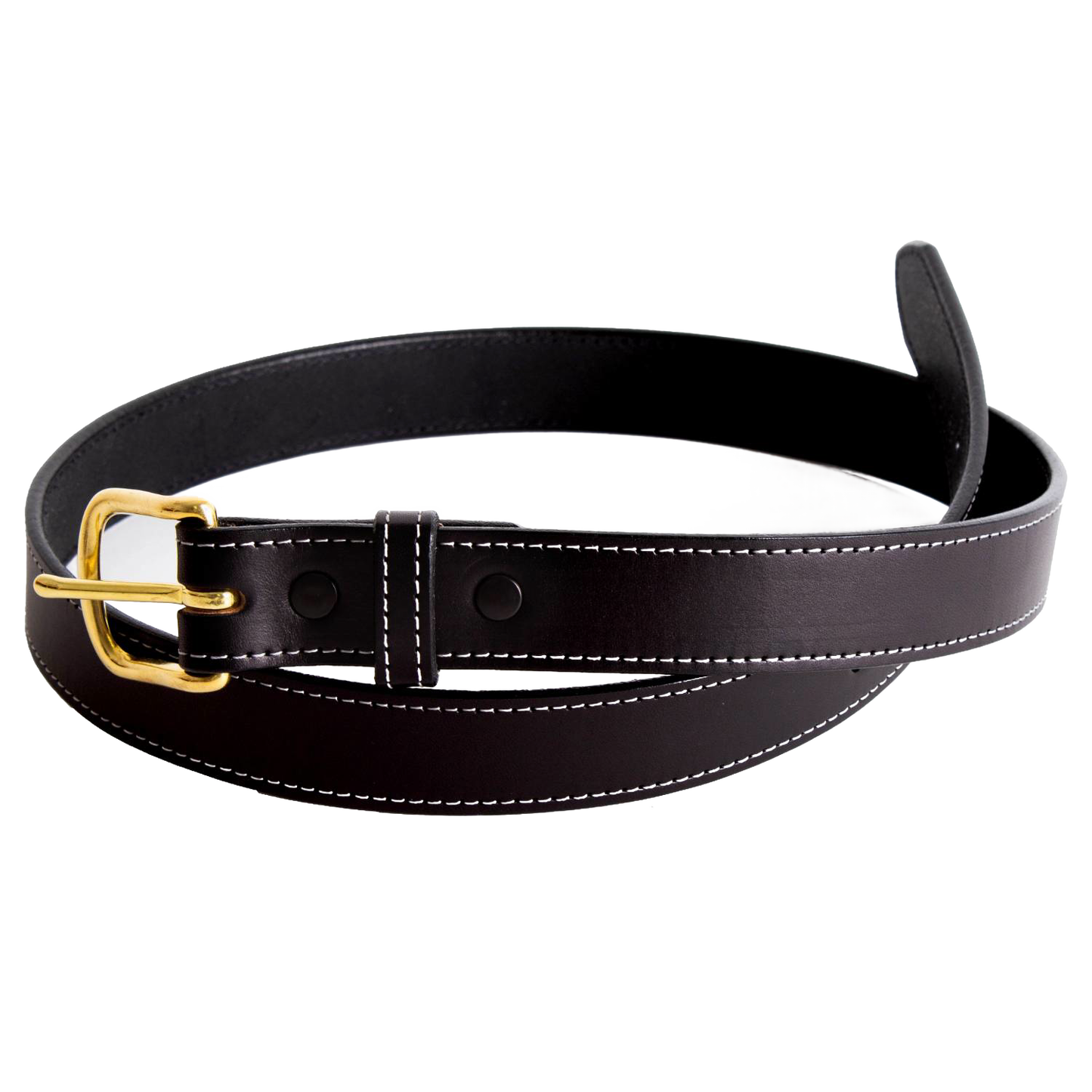 Handcrafted black genuine leather belt with polished brass buckle and detailed stitching, Amish made in USA, featured in Clothing and Accessories, USA Made, Amish Made, Best Sellers, and Promo Eligible collections.