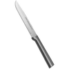 Handcrafted Rada Steak/Utility Knife with a high carbon surgical quality stainless steel blade and unique solid satin-finished recycled aluminum handle, made in USA, ideal for food prep and farm use.