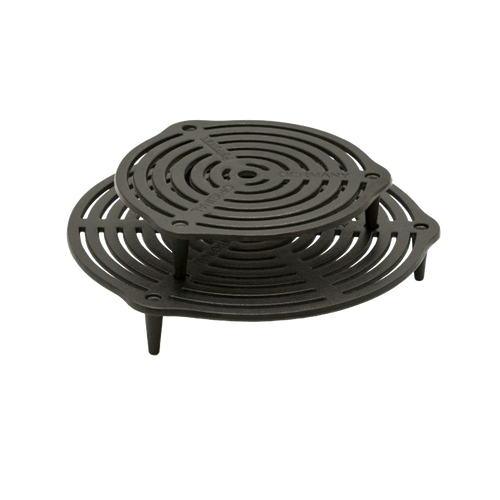 Stackable cast iron grate with raised legs for optimal heat circulation, ideal for multi-level cooking in Dutch ovens, featured in Farm, Garden & Tool, Kitchen & Food, Camping, Cookware, Cast Iron, and Best Sellers collections.