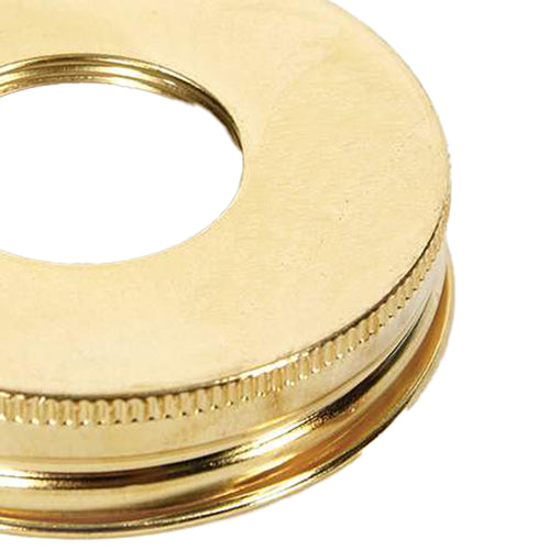 Brass-plated adapter ring designed to fit regular mouth canning jars for oil lamps, featured in Lamps & Lighting, Parts and Accessories, Lamp Burners and Collars, Best Sellers, and Promo Eligible collections.