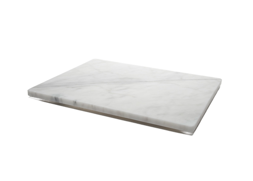Smooth marble pastry board with rounded edges and rubber feet for stability, ideal for rolling dough and pastry, featured in Kitchen & Food, Cookware, and Baking Supplies collections.