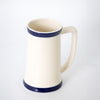 Handmade American stoneware stein mug with two blue stripes and comfortable long handle, ideal for Kitchen & Food, Dinnerware, USA Made, Best Sellers, and Promo Eligible collections.