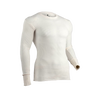 Cream-colored circular waffle knit long-sleeve thermal shirt designed for cold weather layering, handcrafted for health and wellness in clothing and accessories.