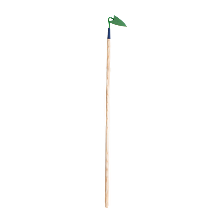 Handcrafted furrowing hoe with a sharp green high-carbon Swedish steel blade and lightweight 54-inch hickory handle, made in USA by Amish craftsmen, ideal for Farm, Garden & Tool collections.