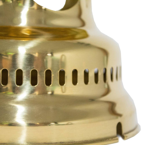 Polished brass hood with ventilation slots and smooth finish designed for airflow and protection, suitable for lamps and lighting parts in Best Sellers and Promo Eligible collections.