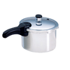 Elegant aluminum pressure cooker with polished surface and black ergonomic handle, designed for quick, flavorful meals, featured in Kitchen & Food, Cookware, Pots and Pans, Best Sellers, and Promo Eligible collections.