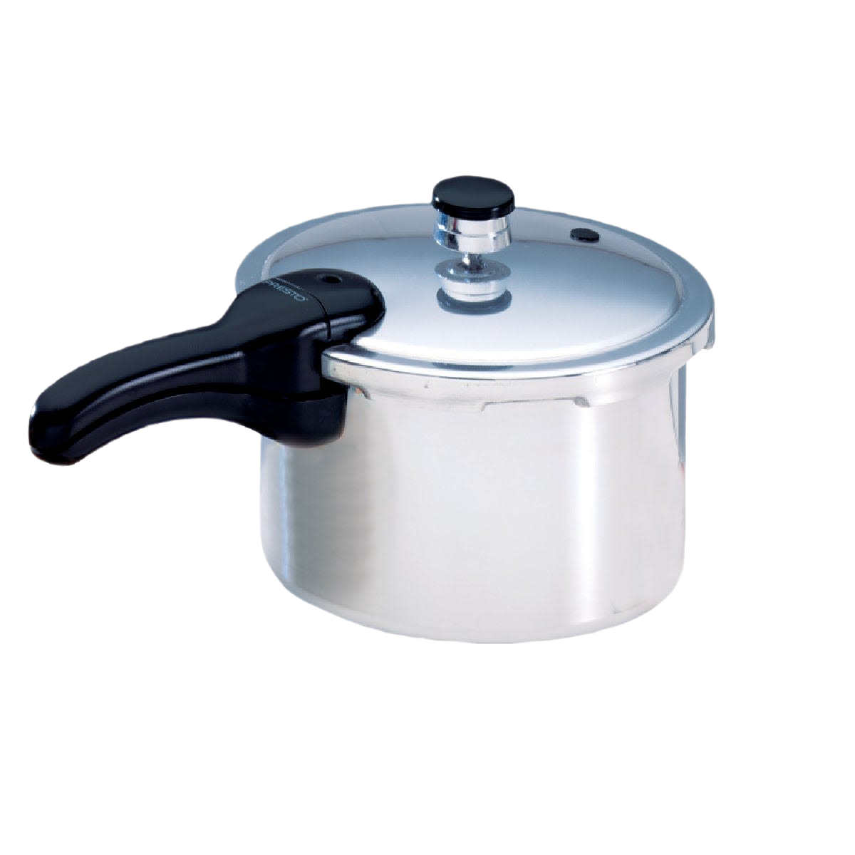 Elegant aluminum pressure cooker with polished surface and black ergonomic handle, designed for quick, flavorful meals, featured in Kitchen & Food, Cookware, Pots and Pans, Best Sellers, and Promo Eligible collections.