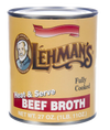 Can of Lehman's handcrafted, fully cooked beef broth for convenient heat-and-serve use, ideal for stews, soups, and casseroles in Farm, Garden & Tool, Kitchen & Food, Emergency Supplies, and Best Sellers collections.
