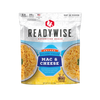 Shelf-stable Golden Fields macaroni and cheese meal pouch featuring creamy cheesy pasta, high protein content, and made in USA, ideal for camping, emergency supplies, kitchen, and pantry collections.