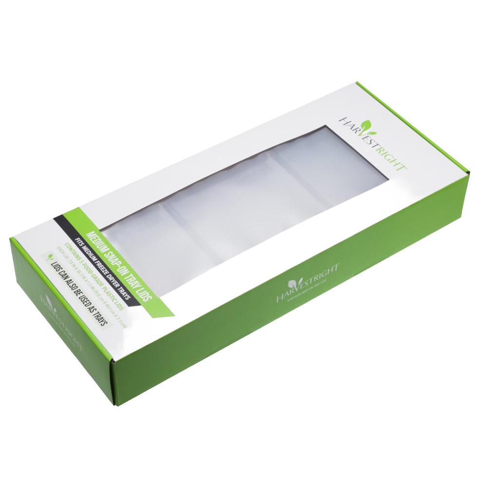 Packaging box featuring translucent plastic tray lids designed for covering and stacking in food preservation, highlighted in Kitchen & Food, Drying, Best Sellers, and Promo Eligible collections.