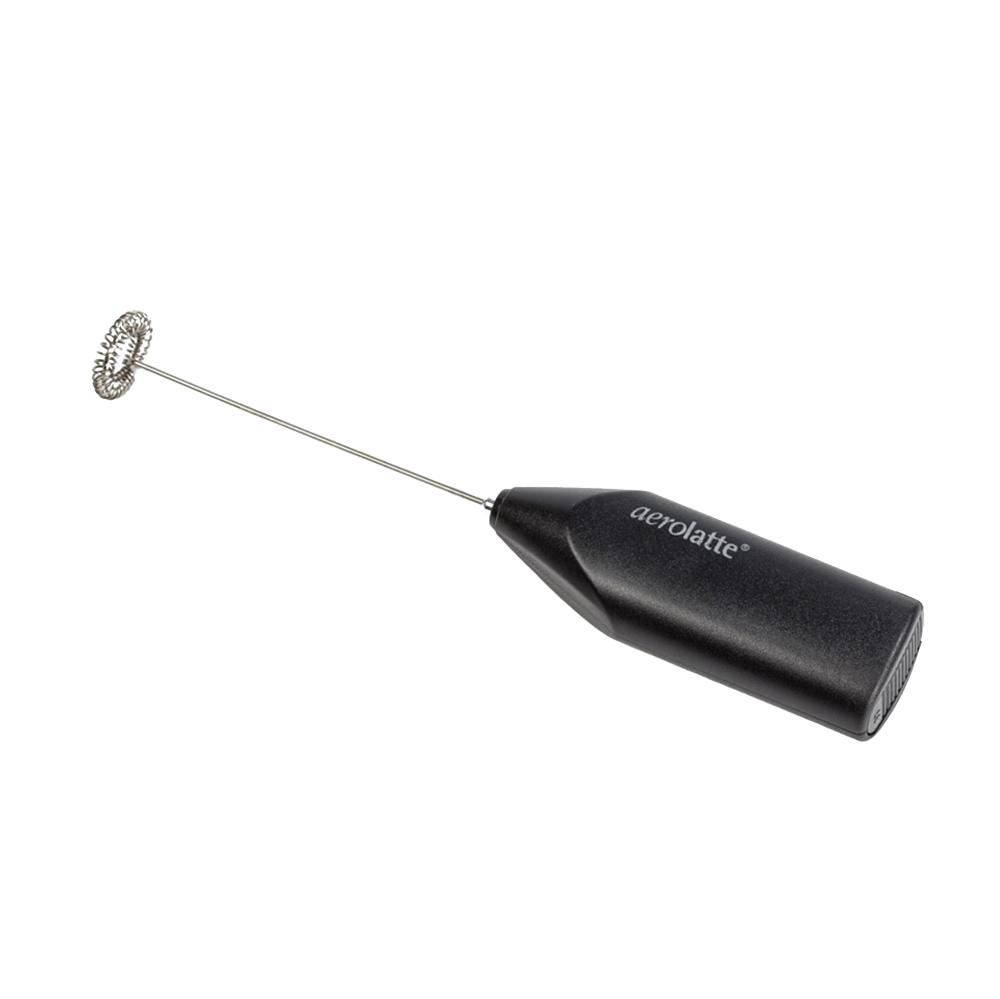 Compact handheld milk frother with black ergonomic handle and stainless whisk, perfect for creamy froth and versatile kitchen use, featured in Kitchen & Food and Best Sellers collections.