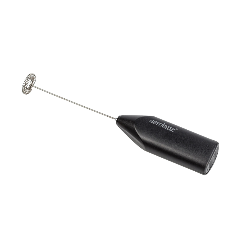 Compact handheld milk frother with black ergonomic handle and stainless whisk, perfect for creamy froth and versatile kitchen use, featured in Kitchen & Food and Best Sellers collections.