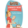 Retro-style illustration of a woman in a red polka dot dress cooking from a cookbook next to a steaming pot, representing an exclusive, handcrafted cookbook in USA Made and Cookbooks collections.