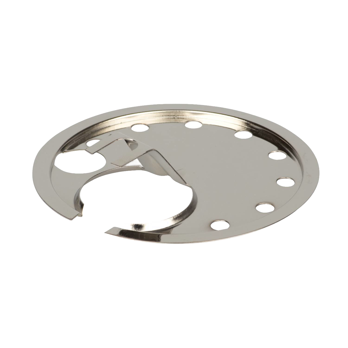 Durable metal protection plate designed for high-pressure lamps, featuring vent holes and a shaped cutout, ideal for parts and accessories in lamps and lighting collections.