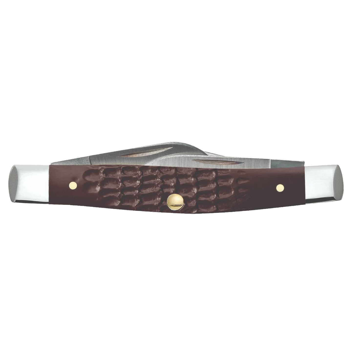 Handcrafted medium stockman knife with brown synthetic handle and sloped bolster, made in USA, perfect for Farm, Garden & Tool, Knives & Axes, and Traditional Pocket Knives collections.