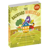 Cover of a home and garden how-to book titled Backyard Homestead, featuring colorful illustrations of vegetables, a chicken, and a small house, part of best sellers in toys, books & games.