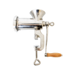 Stainless steel hand-crank meat grinder with built-in clamp and wooden handle, designed for Kitchen & Food and Specialty Equipment collections, crafted for precise butchering tasks.
