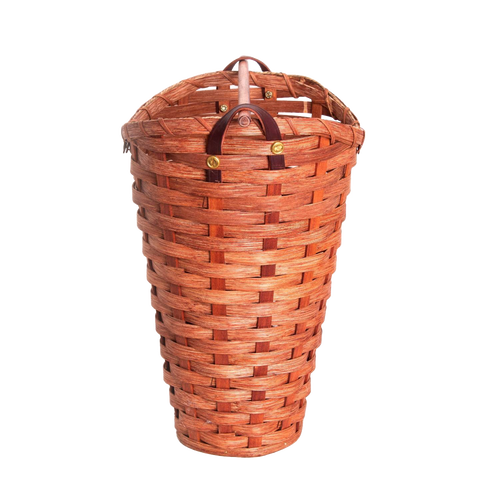 Handwoven maple wood toilet paper holder basket with birch dowel rod, Amish made in the USA, holds three standard rolls inside and one on top, ideal for Home & Decor and Household Helpers collections.