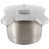 Stainless steel ice cream maker bowl with white plastic lid designed as an attachment for stand mixers, perfect for Kitchen & Food, Kitchen Gadgets, and Best Sellers collections.