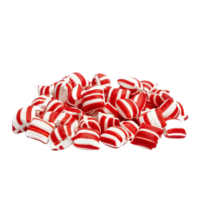 Pile of red and white striped sugar puffs with a light, airy texture, handmade and American crafted, perfect for Kitchen & Food, Snacks and Sweets, USA Made, Best Sellers, and Promo Eligible collections.