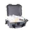 Durable waterproof storage case opened to show organized clear bags containing various heirloom seeds, designed for farm and garden use, handcrafted for durability and reliability.