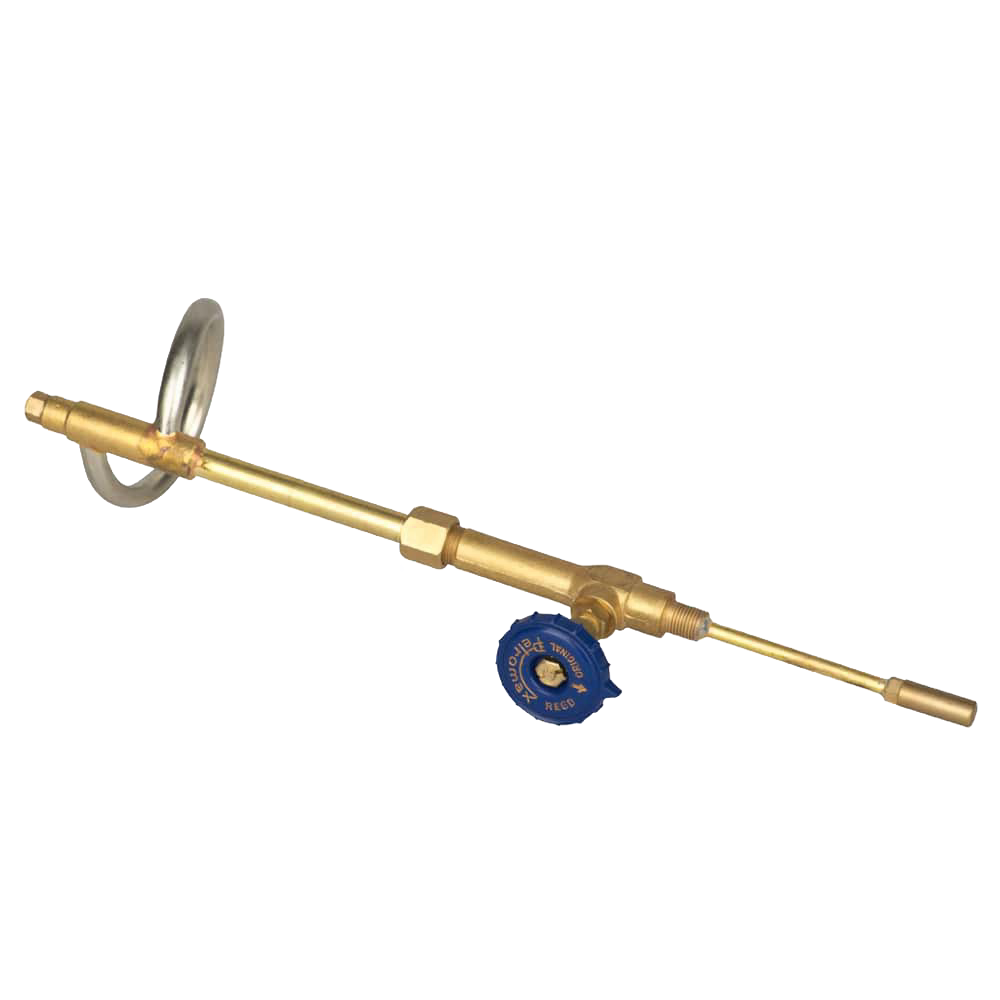 Brass carburetor rod and washer assembly with a blue adjustment knob, designed as a replacement part for pressure lamps, featured in Lamps & Lighting and Parts and Accessories collections.