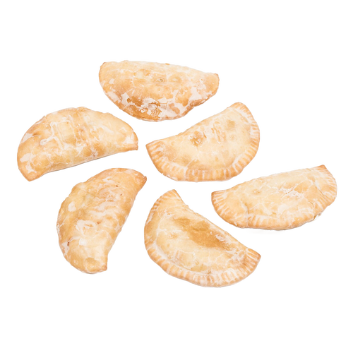 Six handmade cherry fry pies with a golden crust and powdered sugar dusting, perfect for Kitchen & Food, Snacks and Sweets, USA Made, Best Sellers, and Promo Eligible collections.