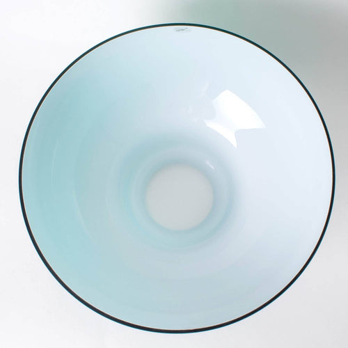 Smooth white enamel lamp shade with a subtle blue tint and black rim, designed for hanging lamps, featured in Lamps & Lighting, Parts and Accessories, and Lamp Shades collections.