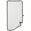 White 100% cotton oven towel with black trim and hanging loop, designed for safe handling of hot dishes; featured in Kitchen Textiles, Accessories, and Best Sellers collections.