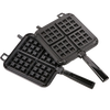 Heavy cast aluminum square stovetop waffle iron with non-stick coating, designed for Belgian-style deep-pocket waffles, perfect for Kitchen & Food, Cookware, and USA Made collections.