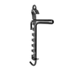 Black coated steel adjustable trammel hook with multiple notches for height control, designed for secure campfire cooking setup, part of Farm, Garden & Tool and Camping collections.